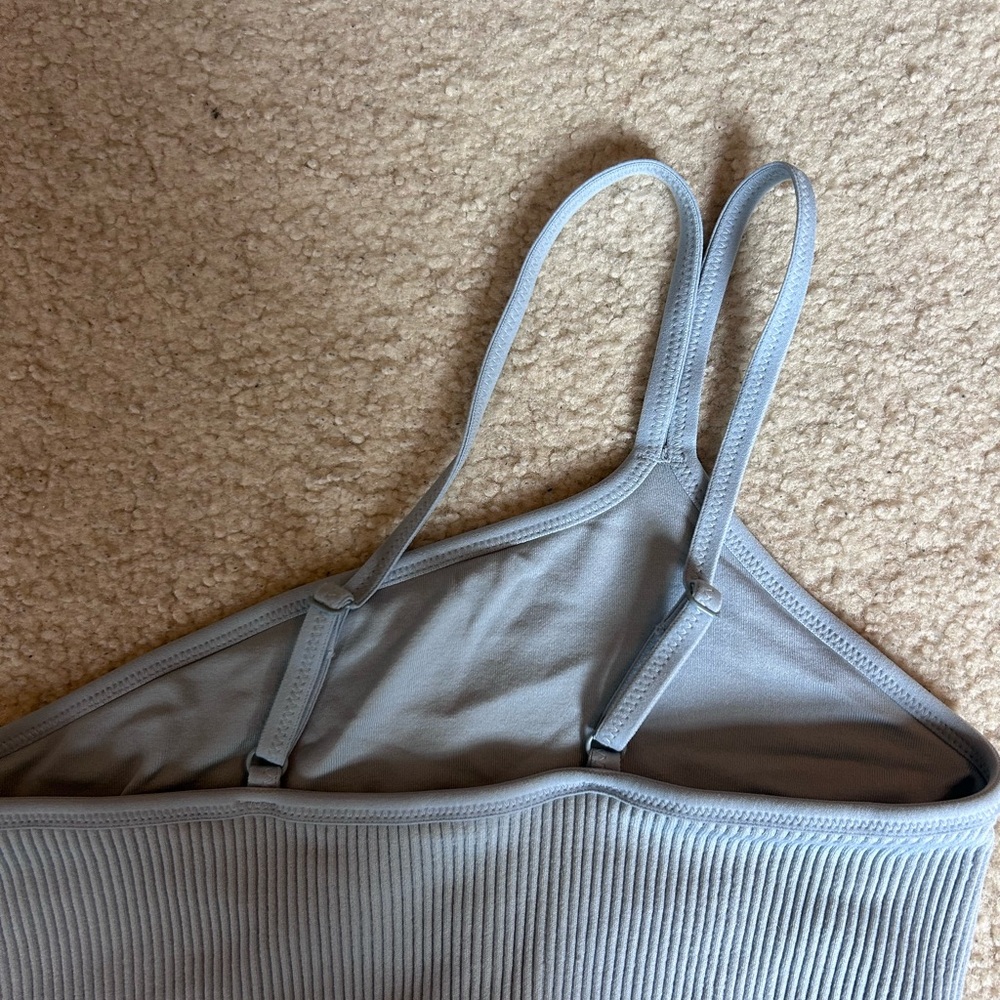 Light Blue Ribbed One-Shoulder Crop Top - Picture 5 of 5